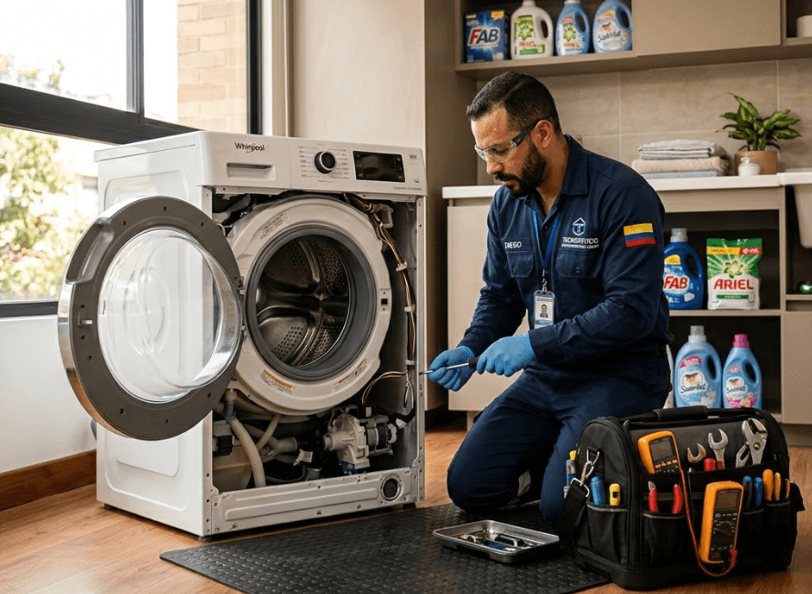 Técnico realizando mantenimiento